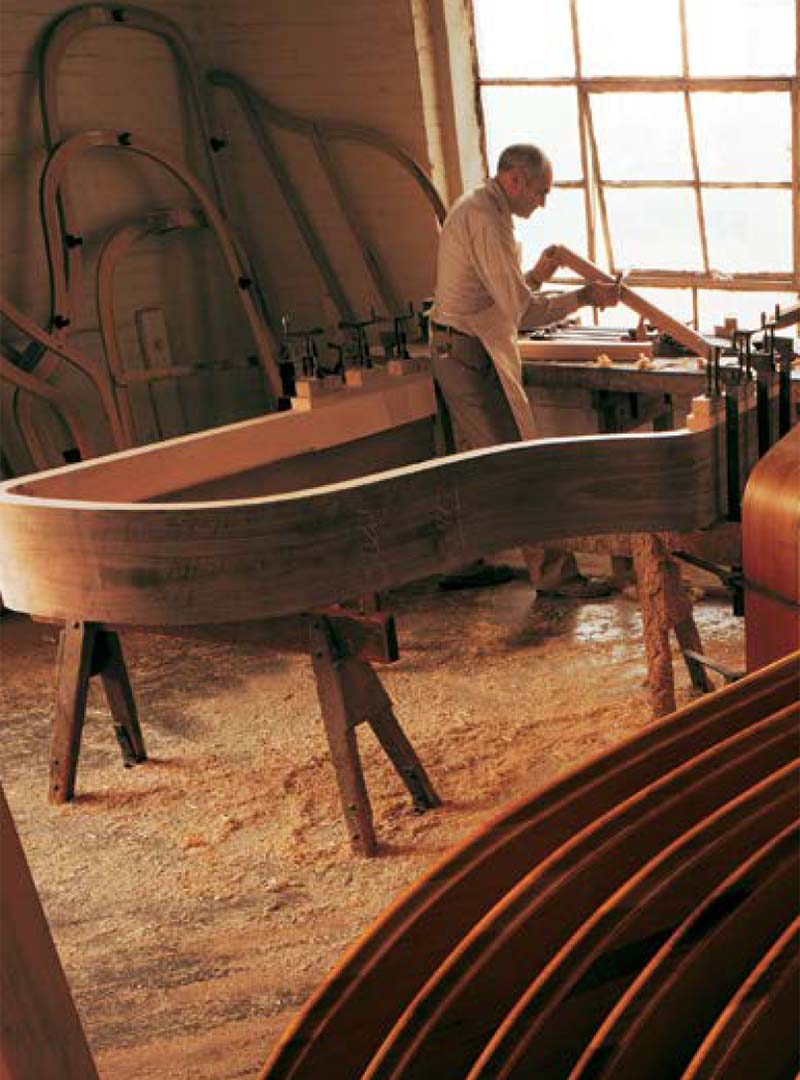 Elke concertvleugel met de hand gemaakt.